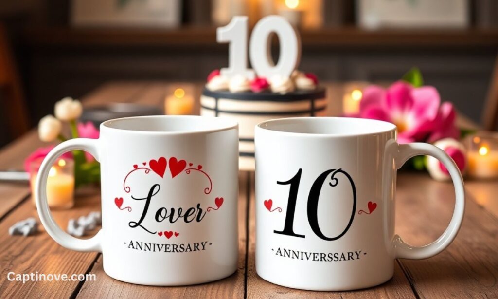 10 Year Anniversary Couple's Mug Set