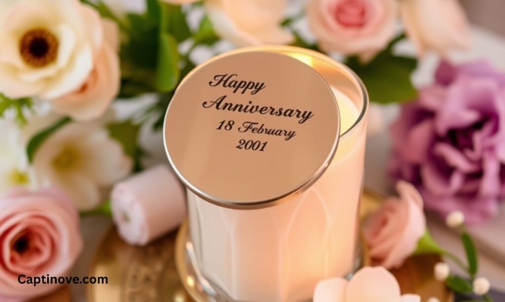 Anniversary Scented Candle With Personalised Metal Lid