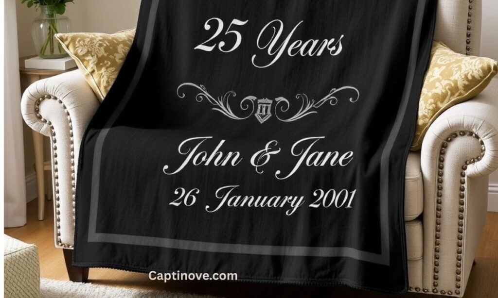 _Personalised Silver Wedding Anniversary Charcoal Throw