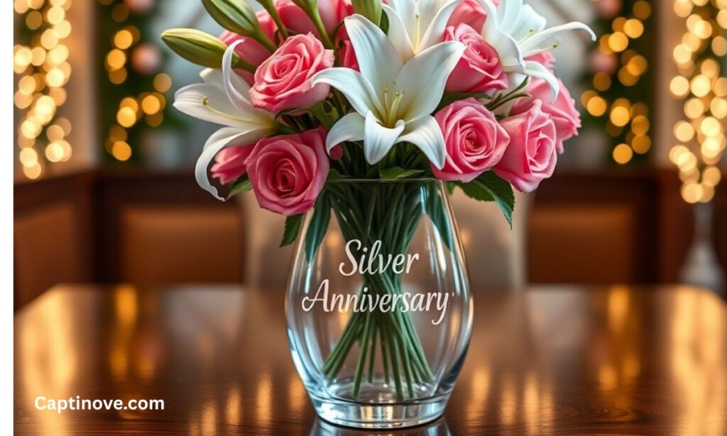 Silver Anniversary Glass Vase