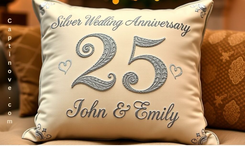 Silver Wedding Anniversary Cushion
